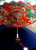 Vintage Zhisan Bamboo/Paper- Oriental Red Dragon Decorative Umbrella