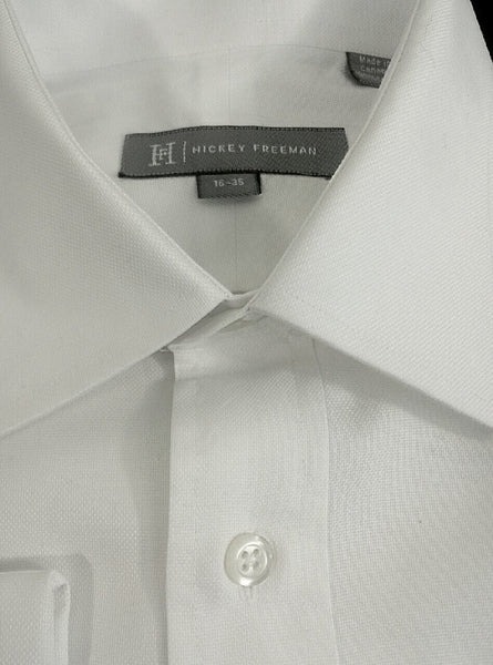 hickey freeman men's dress shirts Hickey Freeman Shirt Mens 17/36 Blue Oxford Textured Cotton Luxury Dress Suit