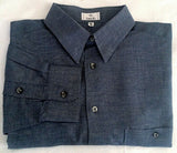 Zanella Blue End-on-End Cotton BU Fashion Shirt- size XL