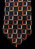 XMI- Black, Gold & Rust Geometric Woven Silk Tie