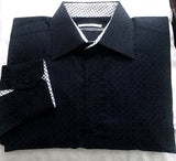 New- Johnston & Murphy Blue Mini Check- 'Tailored-Fit' Fashion Shirt- size L