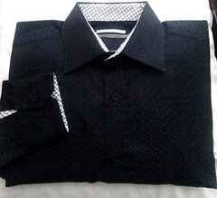 New- Johnston & Murphy Blue Mini Check- 'Tailored-Fit' Fashion Shirt- size L