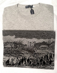 Vintage & New-1980's Gieves&Hawkes Saville Row- Gray Embroidered Novelty Tee Shirt- size L