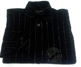 Vintage Carlo Colucci- Black/Tan Crepe Poly/Cotton Fashion Shirt- size (41) L