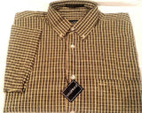 New- Siegfried Olive Green/Yellow Seersucker Check BD Fashion Shirt- size S