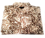 Tasso Elba- Brown Silk/Linen Abstract Print Fashion Shirt- size M