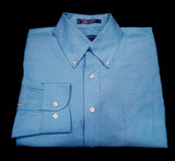 New- Forsyth of Canada Teal Blue Herringbone BD Cotton Dress Shirt- size L