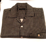 Windsor Lake Black/Tan Check Silk Fashion Resort Shirt- size L