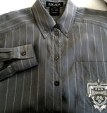 Women's ESCADA by Margaretha Ley- Gray Stripe 100% Silk Blouse- size 36 (M)