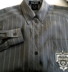 Women's ESCADA by Margaretha Ley- Gray Stripe 100% Silk Blouse- size 36 (M)