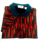 New- Rodin Collection of Italy- Multi-Color Abstract Print Polo Shirt- size M