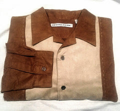 New- Irvine Park Brown/Tan Ultra Suede Fall Fashion Shirt- size XLG
