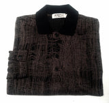 New- Mondo di Marco of Italy- Navy/Tan Absract Print LS Polo Shirt- size (50) M