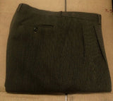 Luciano Barbera- Olive Stripe 100% Wool Pleated Fashion Trousers- size 34x31 (33w)