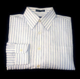 Saks Fifth Ave- White/Blue Pinstripe 100% Cotton Dress Shirt- size 15x35