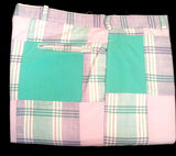 Vintage Green/Purple Plaid Cotton/Poly Casual Trousers- size 40x30