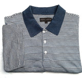 New- Tricots St.Raphael- Blue/White Mercerized Cotton Polo Shirt- size L