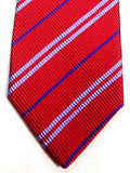 XMI- Red/Blue Stripe 100% Woven Twill Silk Tie