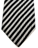 XMI- Black/Silver Diagonal Stripe 100% Woven Silk Tie