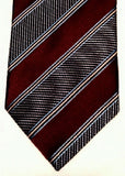 Ermenegildo Zegna- Burgundy Stripe Woven Silk Tie