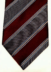 Ermenegildo Zegna- Burgundy Stripe Woven Silk Tie