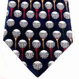 New- Christian Pelini-Navy,'Golf Ball & Tee' Novelty Silk Tie