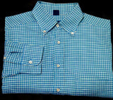 Jeff Rose- Aqua Blue Check, 100% Cotton, BD Fashion Shirt- size L