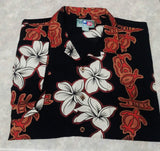 Hilo Hottie- Black Floral, 100% Silk, Hawaiian Camp Shirt- size XL