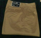 New- Bachrach British Tan, Pleated Stretch Chino Pants- size 36x32