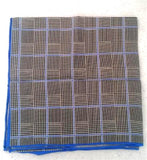 New- Blue/Black Plaid Silk Pocket Square