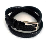 New- Black Braided Leather Belt- Size 32