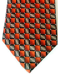 Platinum Designs Orange Geometric Woven Silk Tie