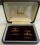Vintage Dunhill of London- Gold/Black Onyx Cuff Links
