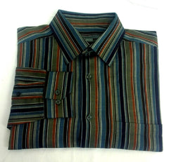 New- Johnston & Murphy Herringbone Stripe Fashion Shirt- Size L
