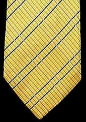 Hickey Freeman-Yellow Stripe Woven Silk Tie