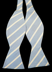 Vintage Mentauge Blue & White Stripe Silk Bow Tie