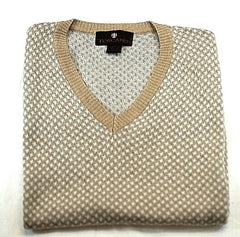 Toscano of Italy- Tan Geometric Cotton Knit Sweater Vest- Size L
