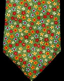 Vintage Ermenegildo Zegna- Green Floral Print Silk Tie