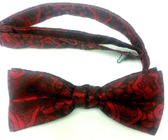 Vintage Red and Black Geometric Print Bow Tie