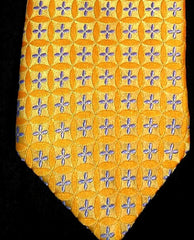 Ike Behar Yellow Geometric-Floral Woven Silk Tie