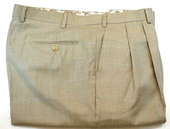 New- Lauren- Ralph Lauren Tan Glen Plaid Wool Trousers- size 38x34