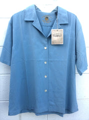 New- Women's Eagle Dry Goods Blue Silk Camp Shirt- size M