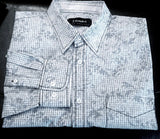 J. Campbell Blue & White Floral Check Fashion Shirt- size L