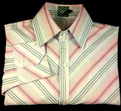 ROAR Blue & Pink Multi-Stripe Fashion Shirt- size L