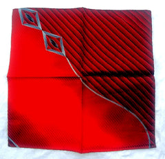 Red Geometric Print Silk Pocket Square