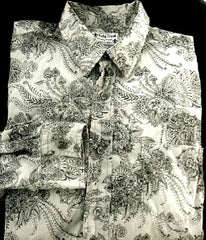 New- Lucky Brand Gray & Black Floral Fashion Shirt- size M
