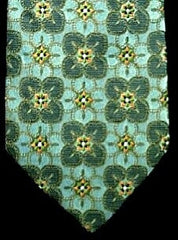 Ermenegildo Zegna- Teal/Blue Floral Woven Silk Tie