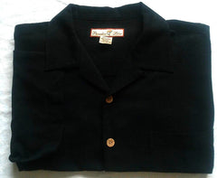 New- Paradise Blue- Black 100% Silk Camp/ Resort Fashion Shirt- size L