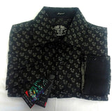 New- Excalibur EX Youge- Black & Gray Geometric Woven Jacqaurd Fashion Shirt- size XXL