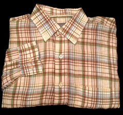 Hickey Freeman- BD Plaid,100% Italian Linen Casual Fashion Shirt- size M